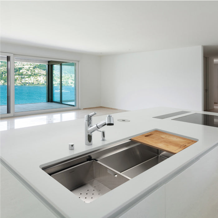 Houzer NVS-6500 45" Novus Undermount Dual Platform Workstation Single Bowl Kitchen Sink