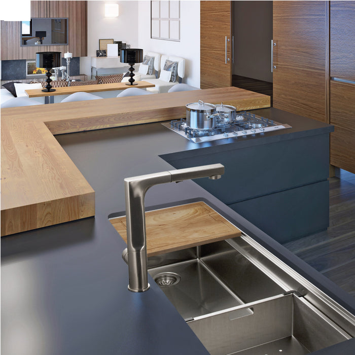 Houzer NVS-6500 45" Novus Undermount Dual Platform Workstation Single Bowl Kitchen Sink