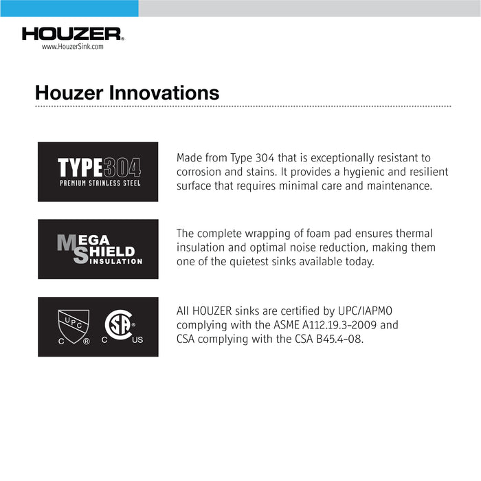 Houzer NVS-6500 45" Novus Undermount Dual Platform Workstation Single Bowl Kitchen Sink