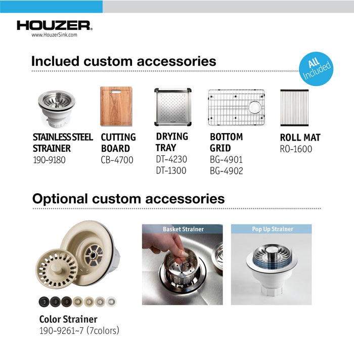 Houzer NVS-6500 45" Novus Undermount Dual Platform Workstation Single Bowl Kitchen Sink