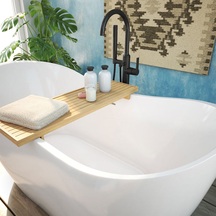 DreamLine BTNL5928FFXXC09 Nile 59" L x 28"H Acrylic Freestanding Bathtub with Satin Black Finish