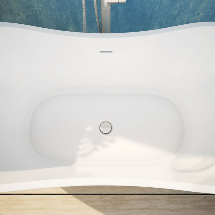 DreamLine BTNL5928FFXXC04 Nile 59" L x 28"H Acrylic Freestanding Bathtub with Brushed Nickel Finish
