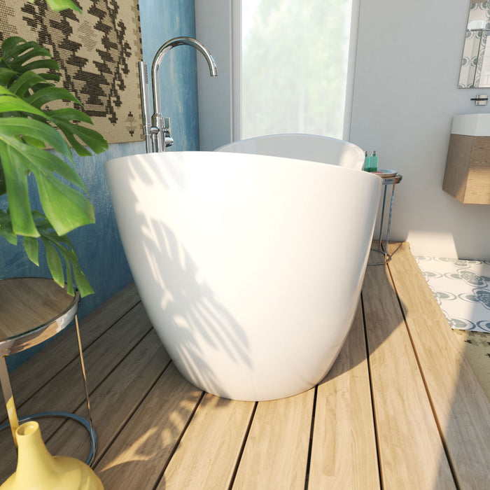 DreamLine BTNL5928FFXXC01 Nile 59" L x 28"H Acrylic Freestanding Bathtub with Chrome Finish