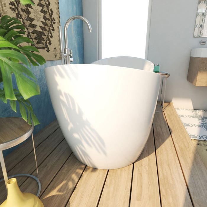 DreamLine BTNL5928FFXXC04 Nile 59" L x 28"H Acrylic Freestanding Bathtub with Brushed Nickel Finish