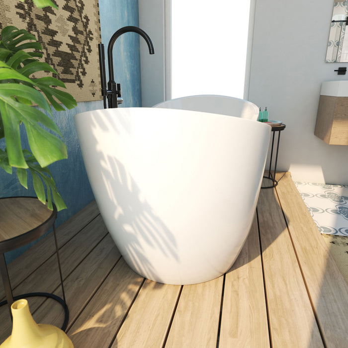 DreamLine BTNL5928FFXXC09 Nile 59" L x 28"H Acrylic Freestanding Bathtub with Satin Black Finish