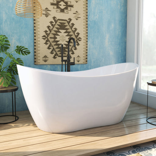 DreamLine BTNL5928FFXXC09 Nile 59" x 28" Acrylic Freestanding Bathtub with Satin Black Finish