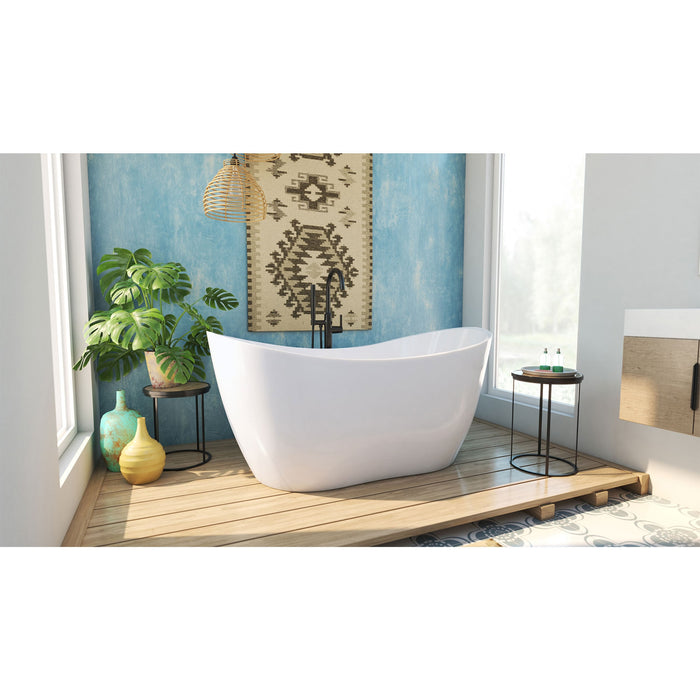 DreamLine BTNL5928FFXXC09 Nile 59" L x 28"H Acrylic Freestanding Bathtub with Satin Black Finish