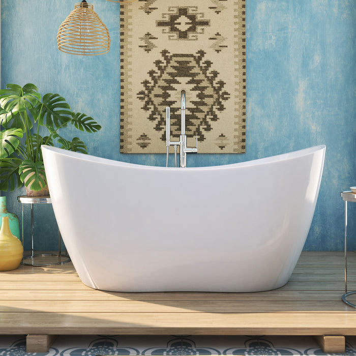 DreamLine BTNL5928FFXXC01 Nile 59" L x 28"H Acrylic Freestanding Bathtub with Chrome Finish