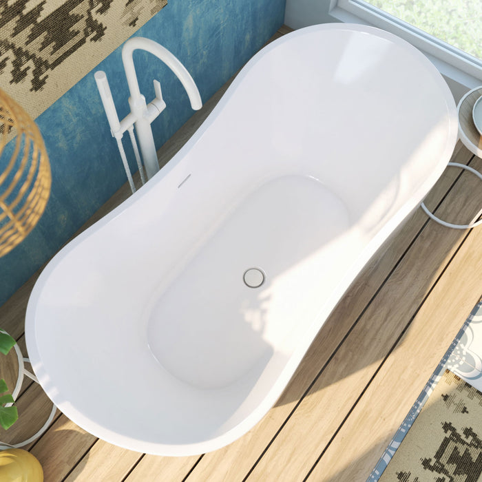 DreamLine BTNL5928FFXXC00 Nile 59" L x 28"H Acrylic Freestanding Bathtub with White Finish