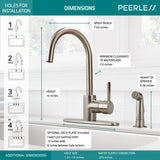 Peerless P199152LF-SS Precept Single Handle Kitchen Faucet with Side Spray in Stainless Finish