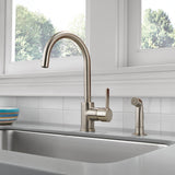 Peerless P199152LF-SS Precept Single Handle Kitchen Faucet with Side Spray in Stainless Finish