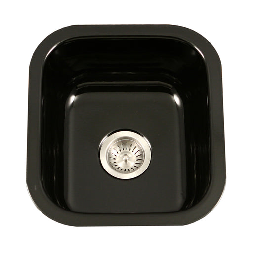 Houzer PCB-1750 BL Porcela 17" Black Porcelain Enamel Steel Undermount Bar Sink