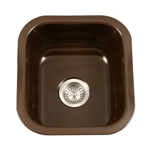 Houzer PCB-1750 ES Porcela 17" Espresso Porcelain Enamel Steel Undermount Bar Sink