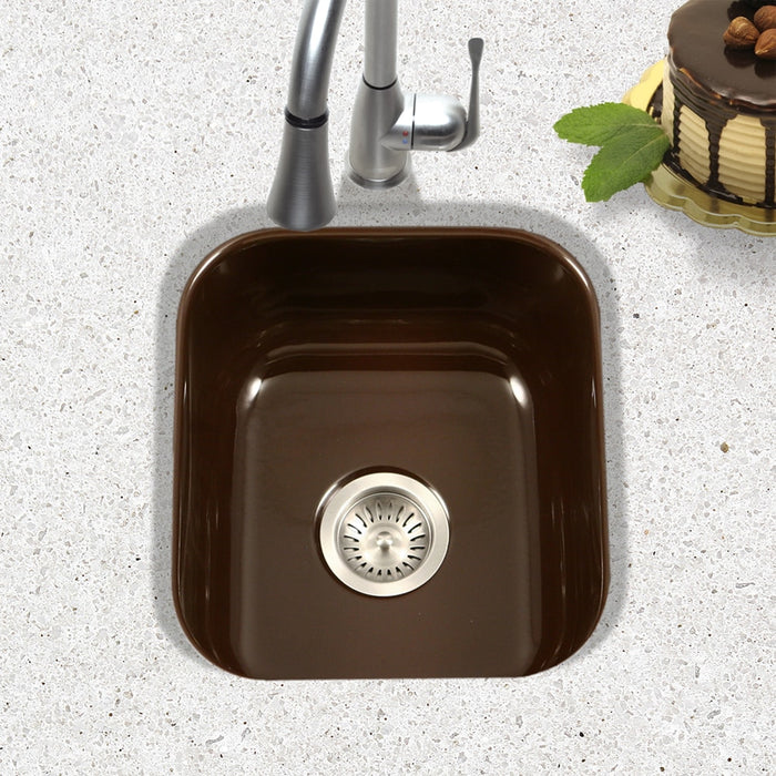 Houzer PCB-1750 ES Porcela 17" Espresso Porcelain Enamel Steel Undermount Bar Sink