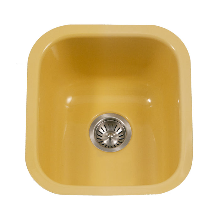 Houzer PCB-1750 LE Porcela 17" Lemon Porcelain Enamel Steel Undermount Bar Sink