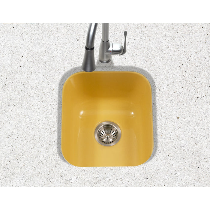 Houzer PCB-1750 LE Porcela 17" Lemon Porcelain Enamel Steel Undermount Bar Sink