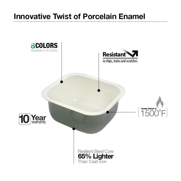 Houzer PCB-1750 LE Porcela 17" Lemon Porcelain Enamel Steel Undermount Bar Sink