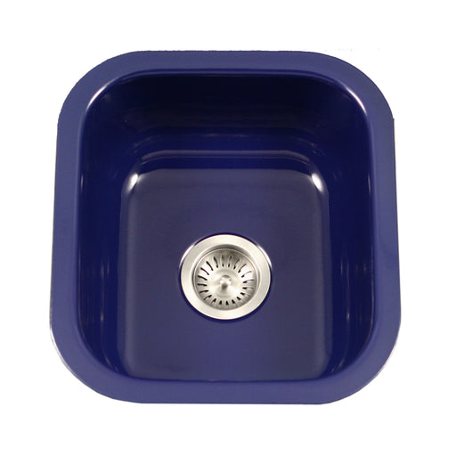 Houzer PCB-1750 NB Porcela 17" Navy Blue Porcelain Enamel Steel Undermount Single Bowl Bar Sink