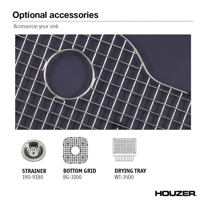 Houzer PCB-1750 NB Porcela 17" Navy Blue Porcelain Enamel Steel Undermount Single Bowl Bar Sink