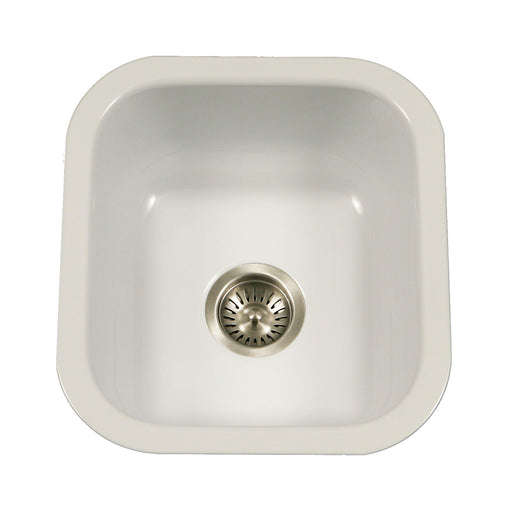 Houzer PCB-1750 WH Porcela 17" White Porcelain Enamel Steel Undermount Bar Sink