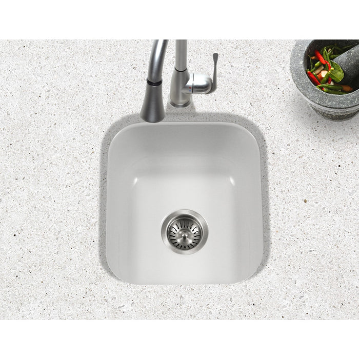 Houzer PCB-1750 WH Porcela 17" White Porcelain Enamel Steel Undermount Bar Sink