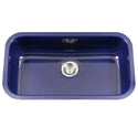 Houzer PCG-3600 NB Porcela 31" Navy Blue Porcelain Enamel Steel Undermount Single Bowl Kitchen Sink