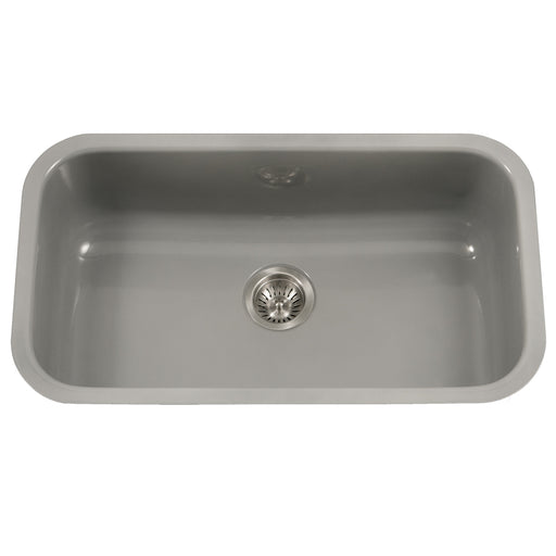 Houzer PCG-3600 SL Porcela 31" Slate Porcelain Enamel Steel Undermount Single Bowl Kitchen Sink