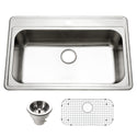 Houzer PGS-3122-1-C Premier 33" Stainless Steel Drop-in 1-Hole Single Bowl Kitchen Sink