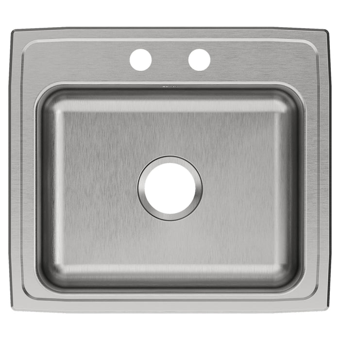 Elkay PSR22192 22" x 19-1/2" Stainless Steel 2-Hole Single-Bowl Drop-In Kitchen Sink in Brushed Satin