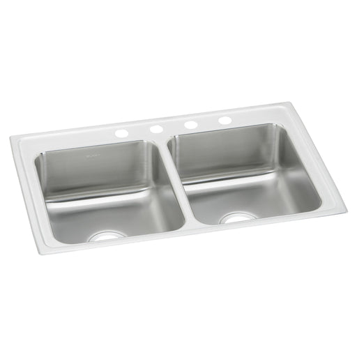 Elkay PSR33224 Stainless Steel 4-Hole Double-Bowl Drop-In Kitchen Sink