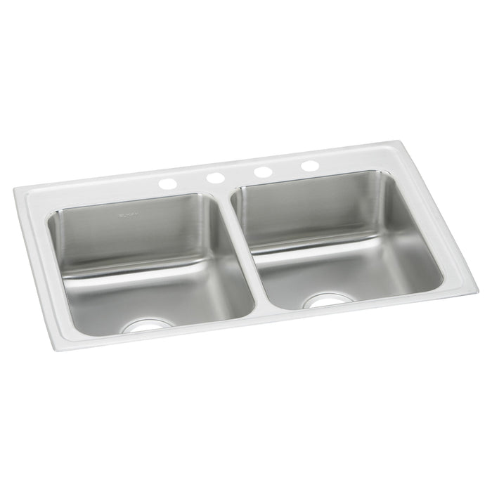 Elkay PSR33224 Stainless Steel 4-Hole Double-Bowl Drop-In Kitchen Sink