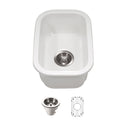 Houzer PTB-1318 WH-C Platus 13" White Fireclay Undermount Single Bowl Bar Sink