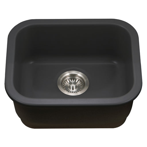 Houzer PTB-1814 BL Platus 18" Black Fireclay Undermount Single Bowl Bar Sink