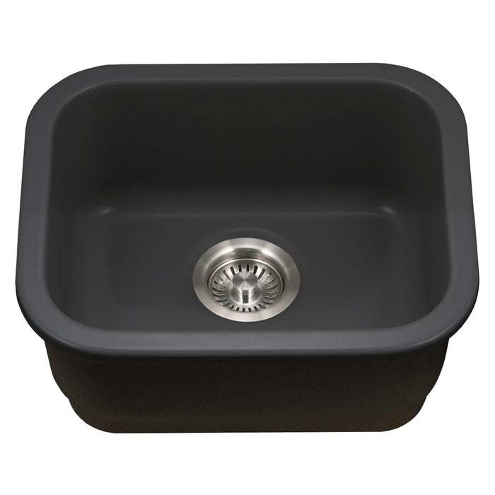 Houzer PTB-1814 BL Platus 18" Black Fireclay Undermount Single Bowl Bar Sink
