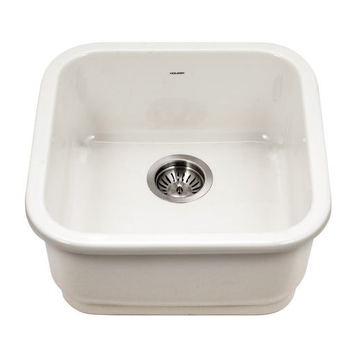 Houzer PTB-1919 BQ Platus 19" Biscuit Fireclay Undermount Square Single Bowl Bar Sink