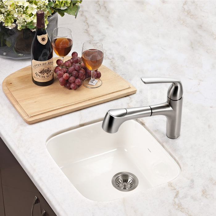 Houzer PTB-1919 BQ Platus 19" Biscuit Fireclay Undermount Square Single Bowl Bar Sink