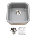 Houzer PTB-1919 GR-C Platus 19" Gray Fireclay Undermount Square Single Bowl Bar Sink