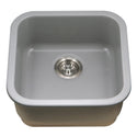 Houzer PTB-1919 GR Platus 19" Gray Fireclay Undermount Square Single Bowl Bar Sink