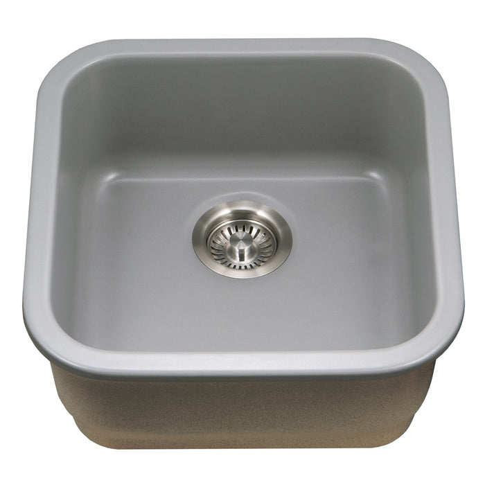 Houzer PTB-1919 GR Platus 19" Gray Fireclay Undermount Square Single Bowl Bar Sink