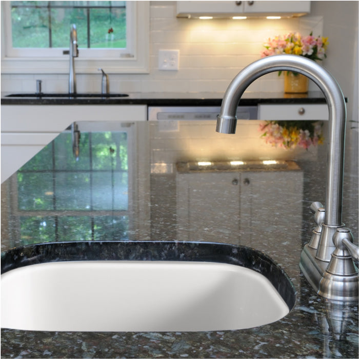 Houzer PTB-1919 WH Platus 19" White Fireclay Square Undermount Single Bowl Bar Sink