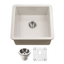 Houzer PTB-2020 BQ-C Platus 20" Biscuit Fireclay Undermount Square Single Bowl Bar Sink