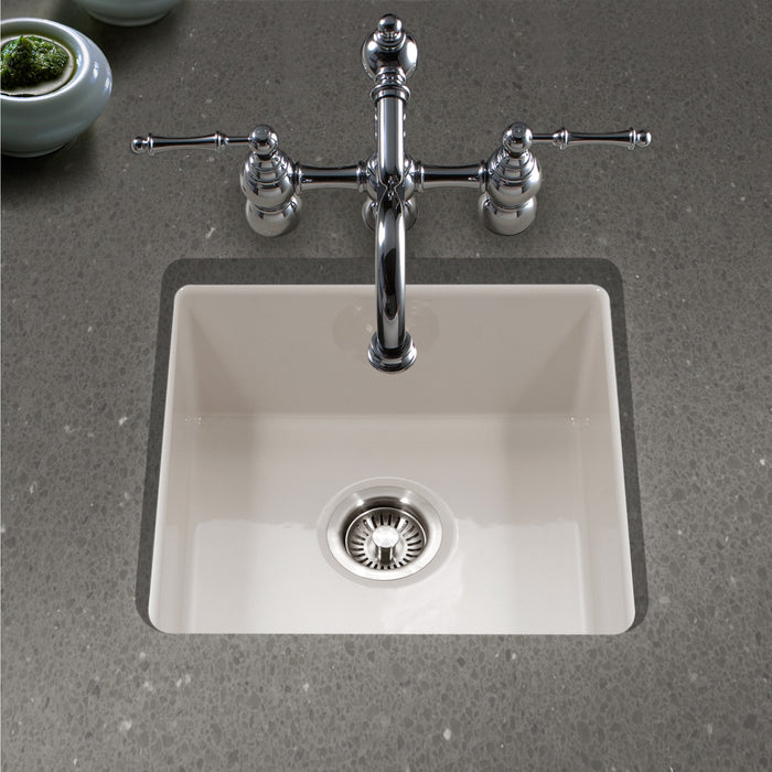 Houzer PTB-2020 BQ Platus 20" Biscuit Fireclay Undermount Square Single Bowl Bar Sink