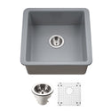 Houzer PTB-2020 GR-C Platus 20" Gray Fireclay Undermount Square Single Bowl Bar Sink