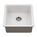Houzer PTB-2020 MWH Platus 20" Matte White Fireclay Undermount Square Single Bowl Bar Sink