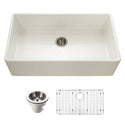 Houzer PTG-3600 BQ-C Platus 36" Biscuit Fireclay Apron Front Farmhouse Single Bowl Kitchen Sink