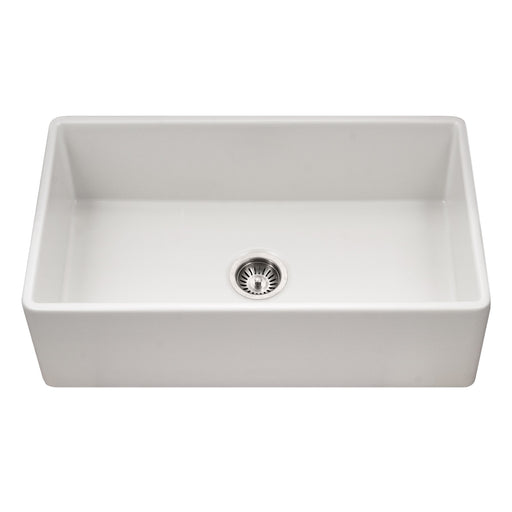 Houzer PTG-4318 WH Platus 33" White Fireclay Apron Front Farmhouse Single Bowl Kitchen Sink