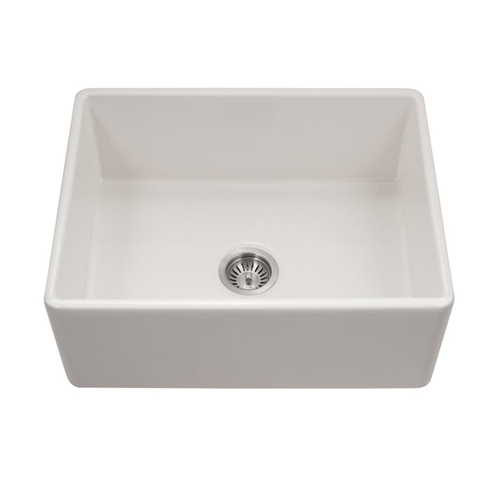 Houzer PTS-2600 BQ Platus 26" Biscuit Fireclay Apron Front Farmhouse Single Bowl Kitchen Sink