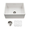Houzer PTS-2600 WH-C Platus 26" White Fireclay Apron Front Farmhouse Single Bowl Kitchen Sink