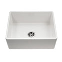 Houzer PTS-2600 WH Platus 26" White Fireclay Apron Front Farmhouse Single Bowl Kitchen Sink