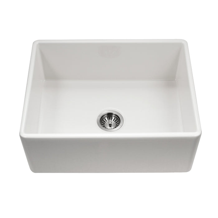 Houzer PTS-2600 WH Platus 26" White Fireclay Apron Front Farmhouse Single Bowl Kitchen Sink